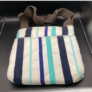 Thirty-One Gifts Crossbody Bag Purse‎ Canvas Shoulder Bag Striped 10" x 10.5"